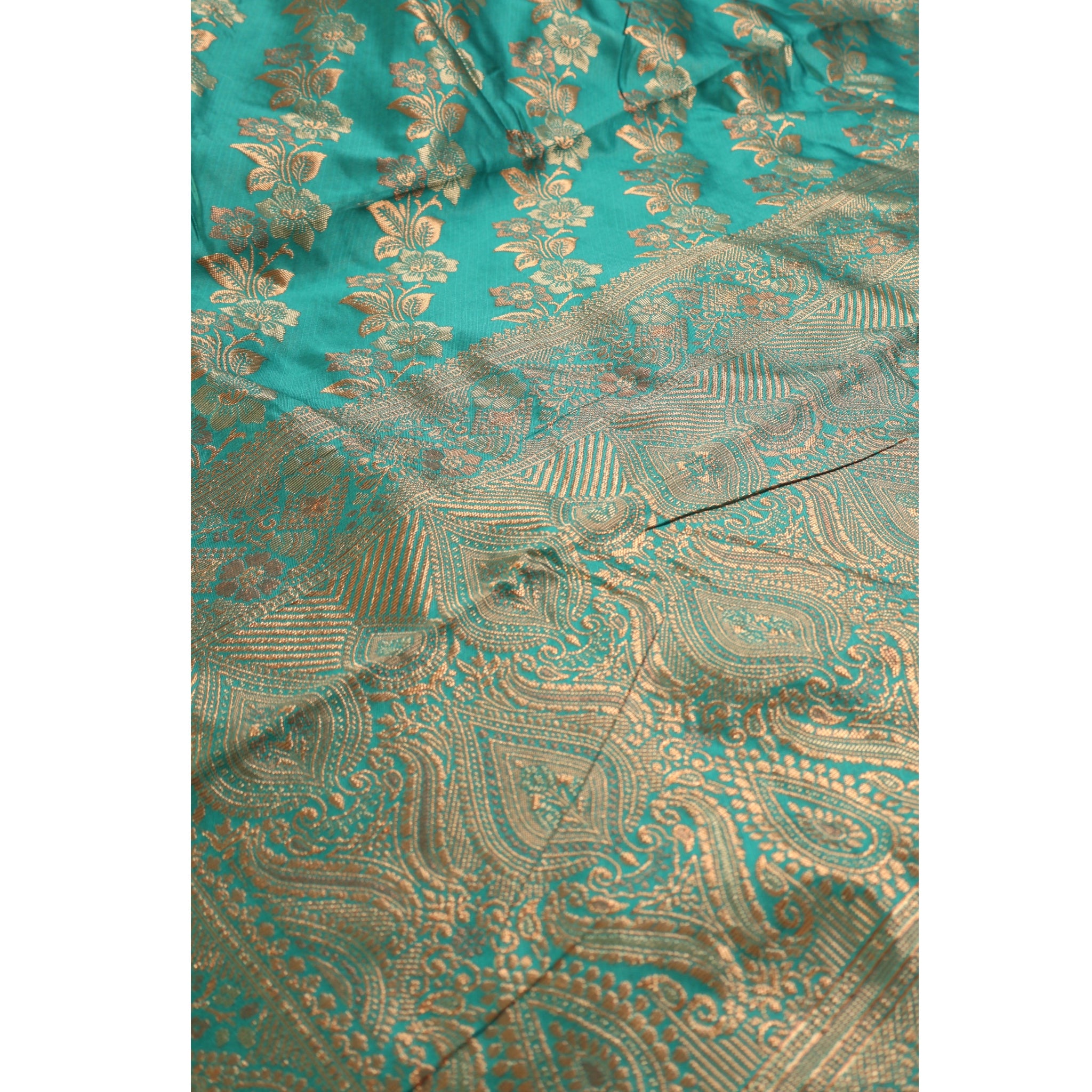 Banarasi Sky Blue Silk Saree With Unstitched Blouse Piece AM - 1312 - Amolika Sarees