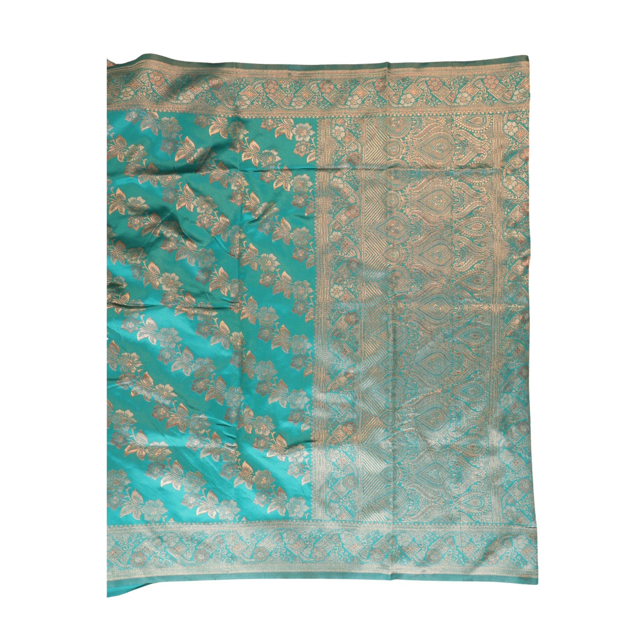 Banarasi Sky Blue Silk Saree With Unstitched Blouse Piece AM - 1312 - Amolika Sarees
