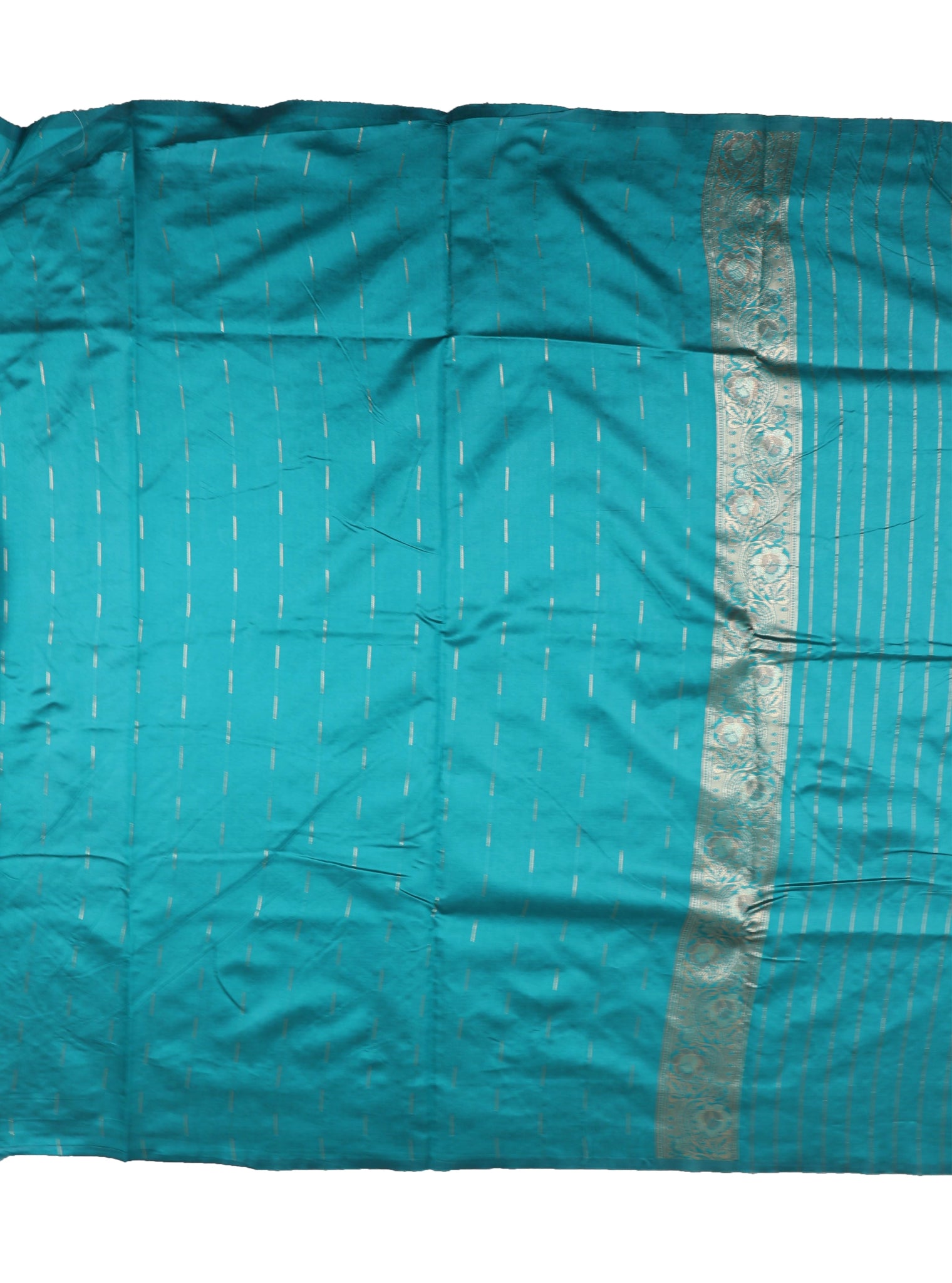 Banarasi Sky Blue Silk Saree With Unstitched Blouse Piece AM - 1314 - Amolika Sarees