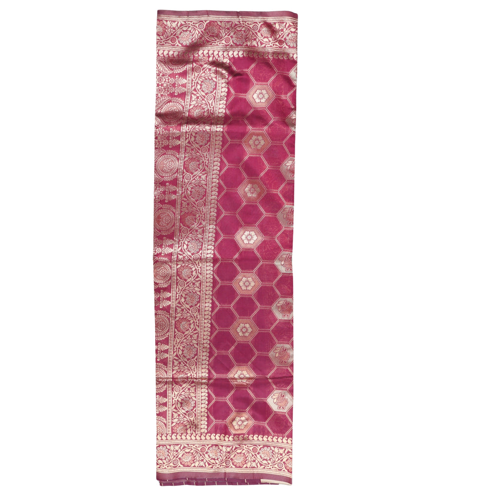 Banarasi Wine Saree With Unstitched Blouse Piece AM - 1311 - Amolika Sarees