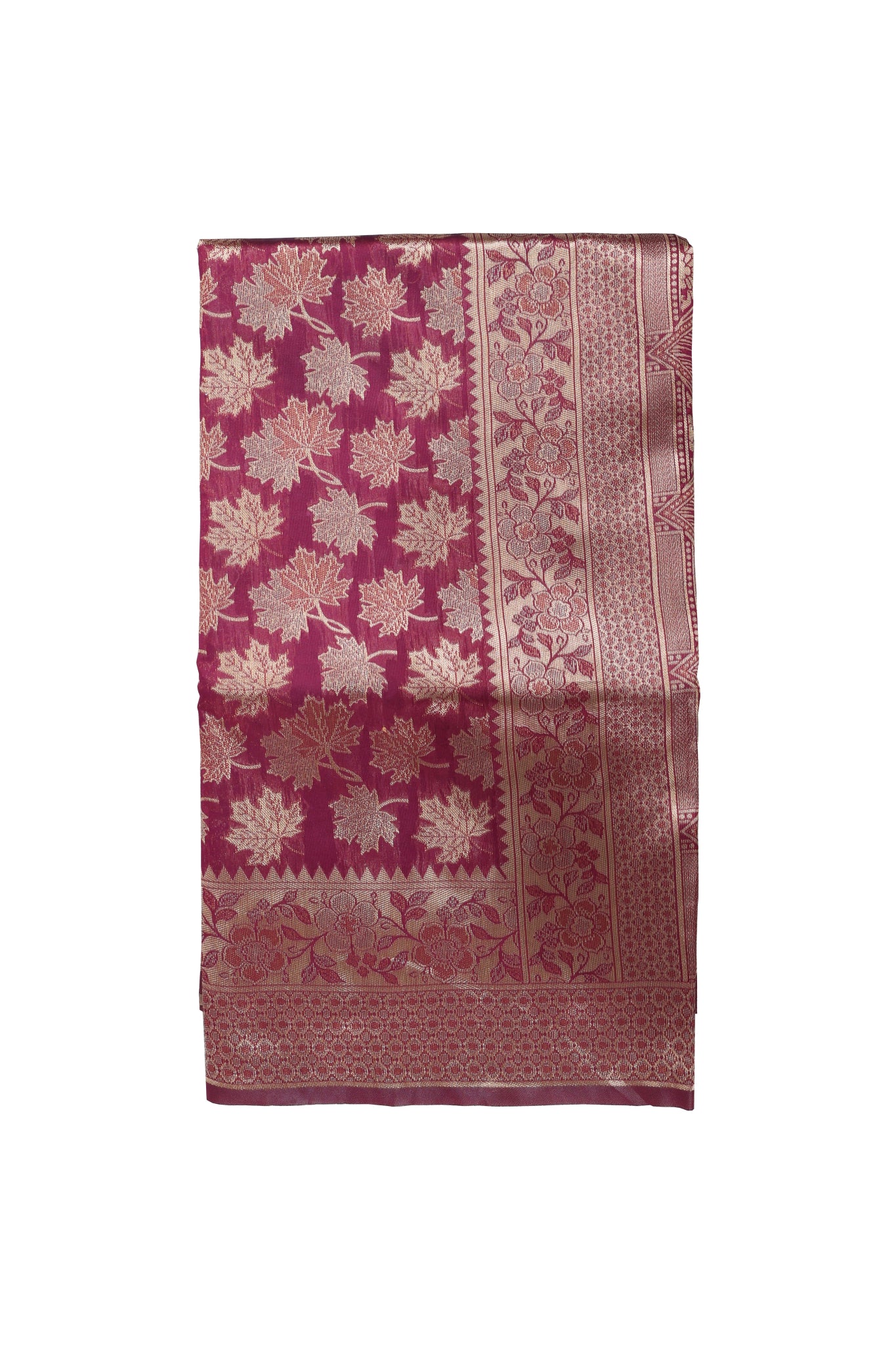 Banarasi Wine Silk Saree With Unstitched Blouse Piece AM - 1283 - Amolika Sarees