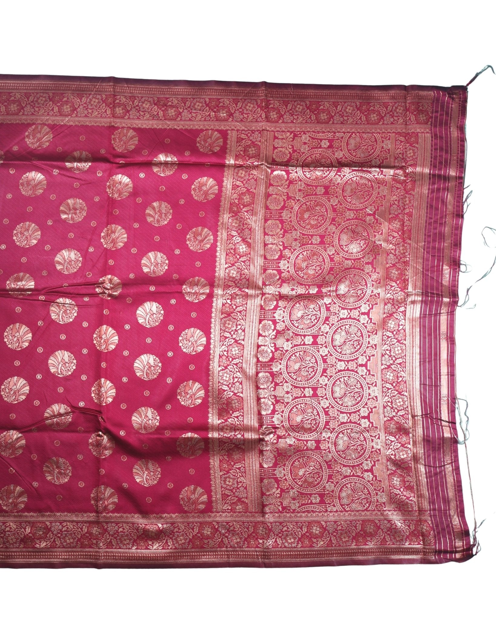Banarasi Wine Silk Saree With Unstitched Blouse Piece AM - 1285 - Amolika Sarees