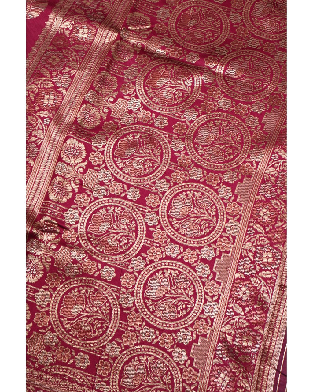 Banarasi Wine Silk Saree With Unstitched Blouse Piece AM - 1285 - Amolika Sarees