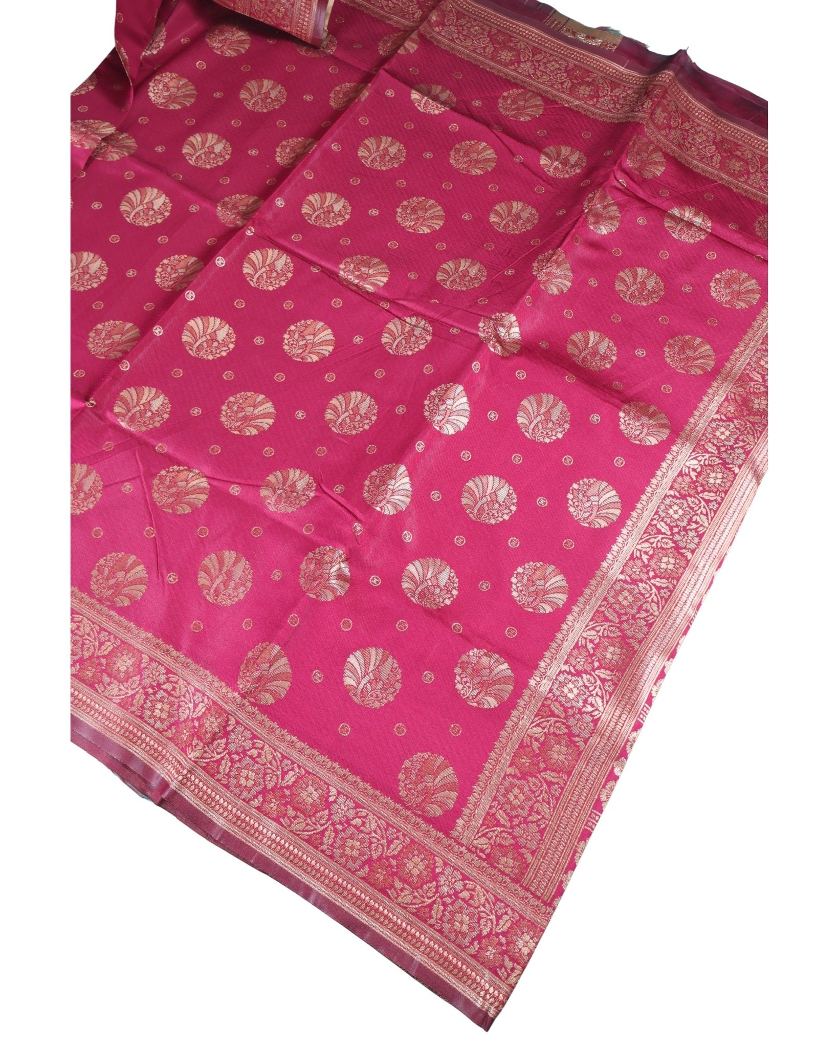 Banarasi Wine Silk Saree With Unstitched Blouse Piece AM - 1285 - Amolika Sarees