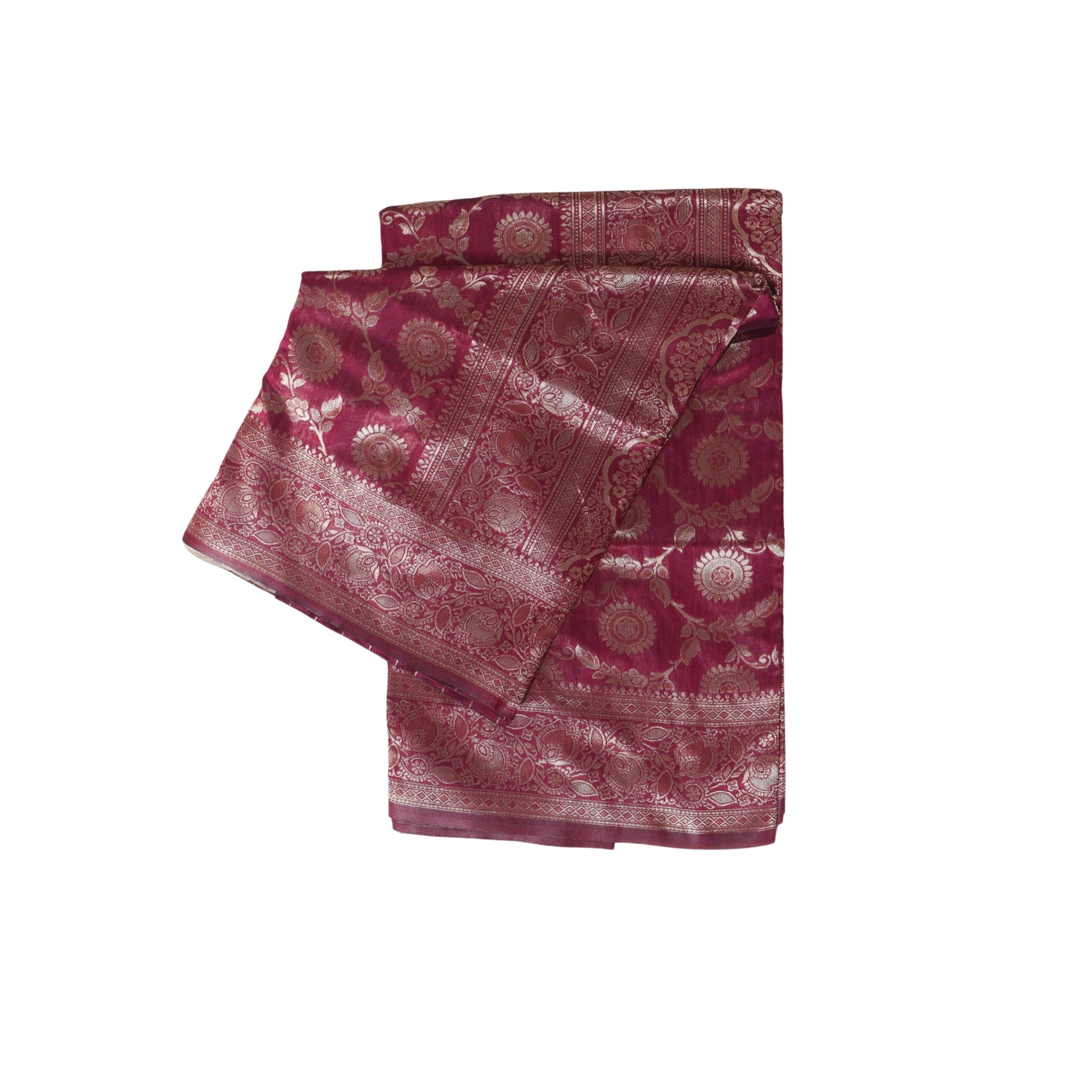 Banarasi Wine Silk Saree With Unstitched Blouse Piece AM - 1315 - Amolika Sarees