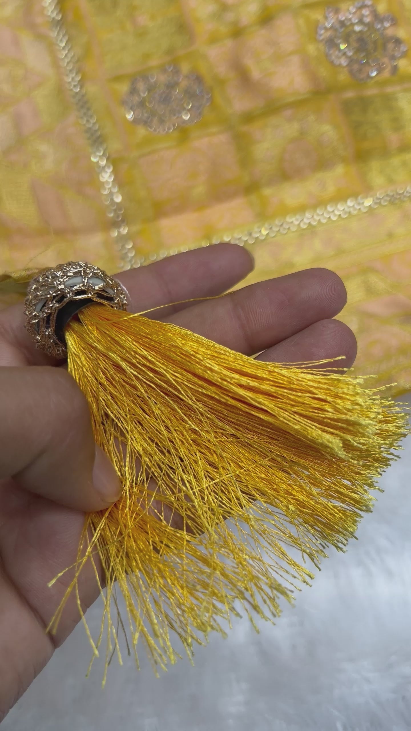 Amolika Banarasi Haldi Wear Yellow Cotton Saree With Unstitched Blouse & Rich Zari Weaving & Tassels